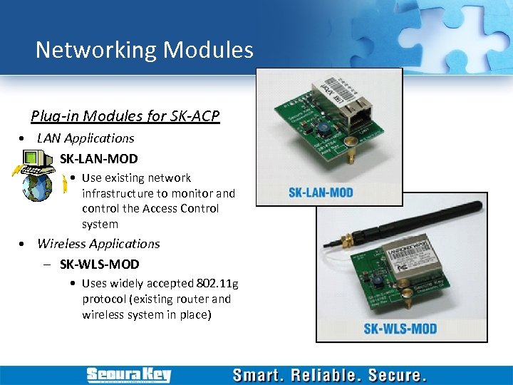 Networking Modules Plug-in Modules for SK-ACP • LAN Applications – SK-LAN-MOD • Use existing
