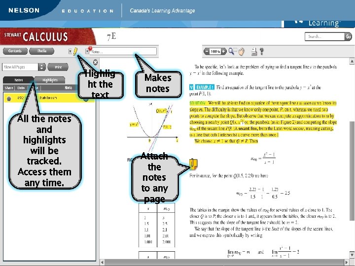Highlig ht the text All the notes and highlights will be tracked. Access them