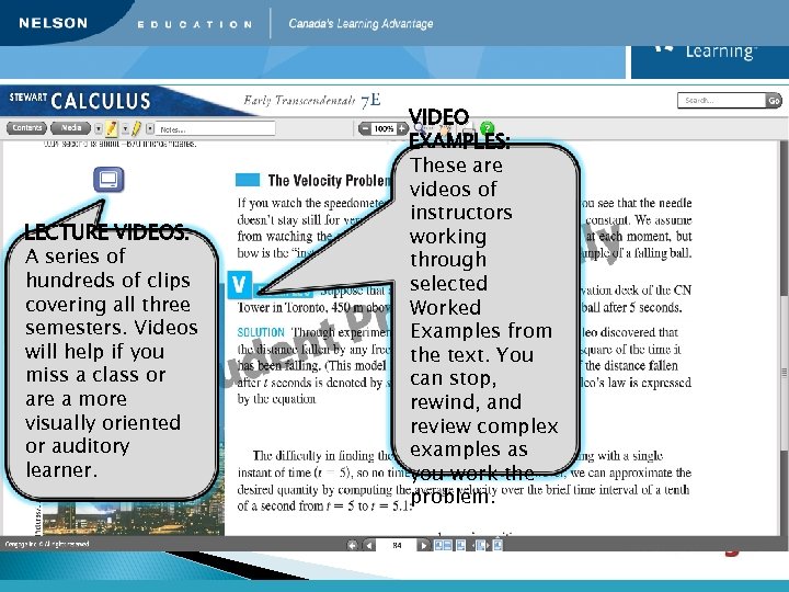 LECTURE VIDEOS: A series of hundreds of clips covering all three semesters. Videos will
