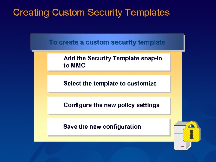 Creating Custom Security Templates To create a custom security template Add the Security Template