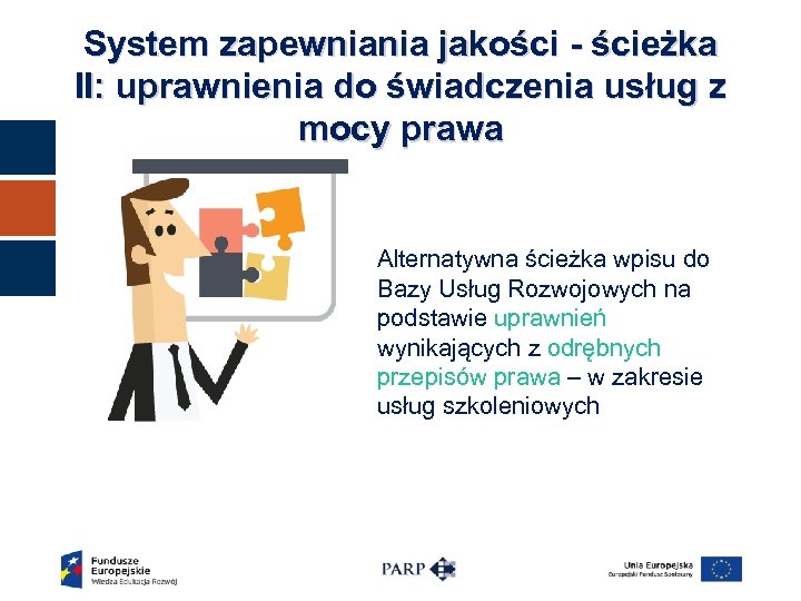 System zapewniania jakości - ścieżka II: uprawnienia do świadczenia usług z mocy prawa Alternatywna