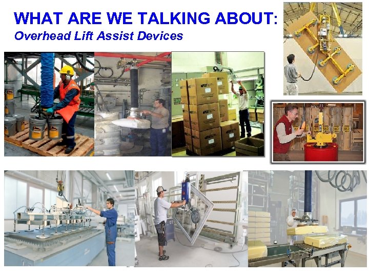 WHAT ARE WE TALKING ABOUT: Overhead Lift Assist Devices 9 March 19 th, 2013