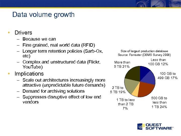 Data volume growth • Drivers – Because we can – Fine grained, real world