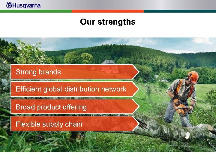 Our strengths Strong brands Efficient global distribution network Broad product offering Flexible supply chain