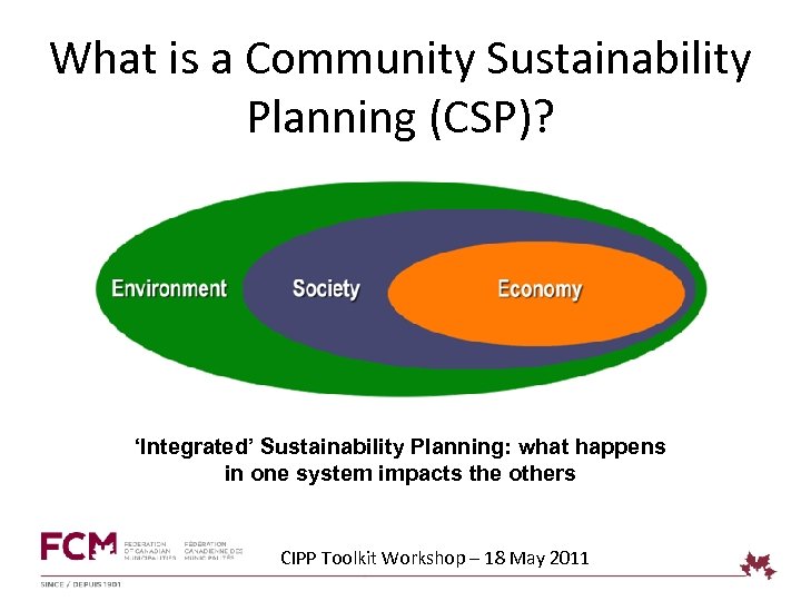 What is a Community Sustainability Planning (CSP)? ‘Integrated’ Sustainability Planning: what happens in one