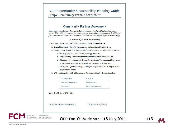 CIPP Toolkit Workshop – 18 May 2011 116 