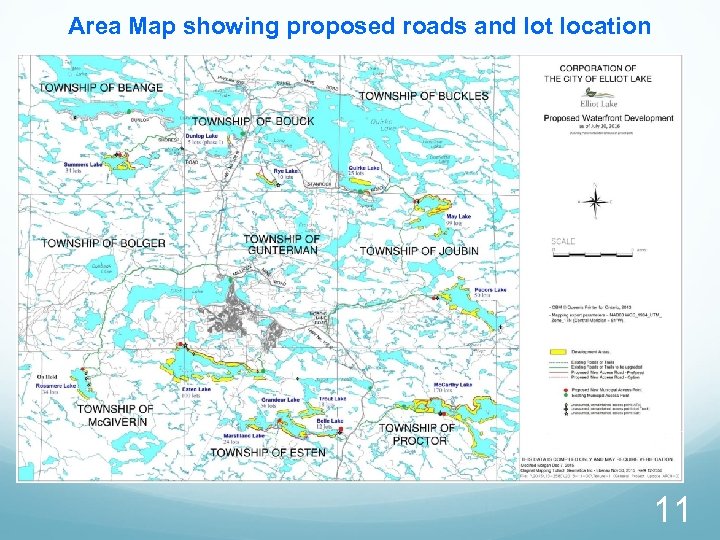Area Map showing proposed roads and lot location 11 