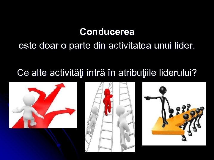 Conducerea este doar o parte din activitatea unui lider. Ce alte activităţi intră în
