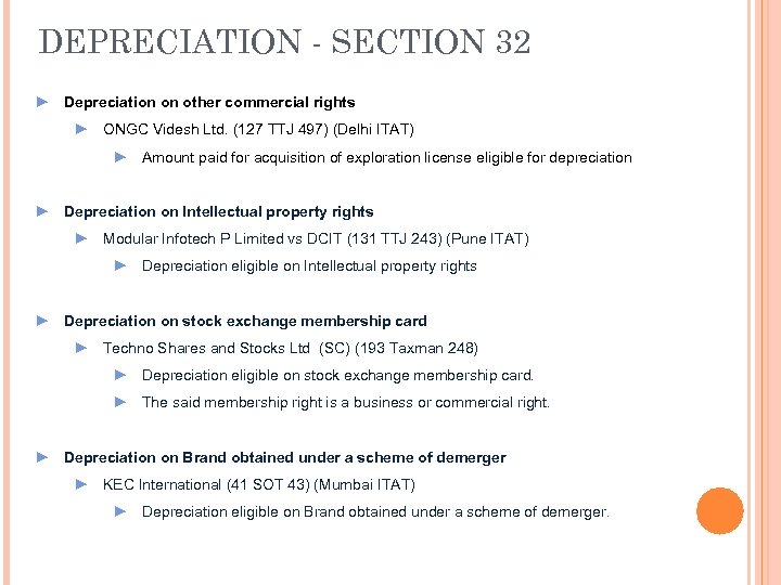 DEPRECIATION - SECTION 32 ► Depreciation on other commercial rights ► ONGC Videsh Ltd.