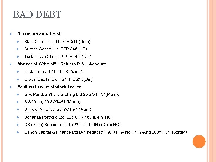 BAD DEBT ► Deduction on write-off ► ► Suresh Gaggal, 11 DTR 345 (HP)