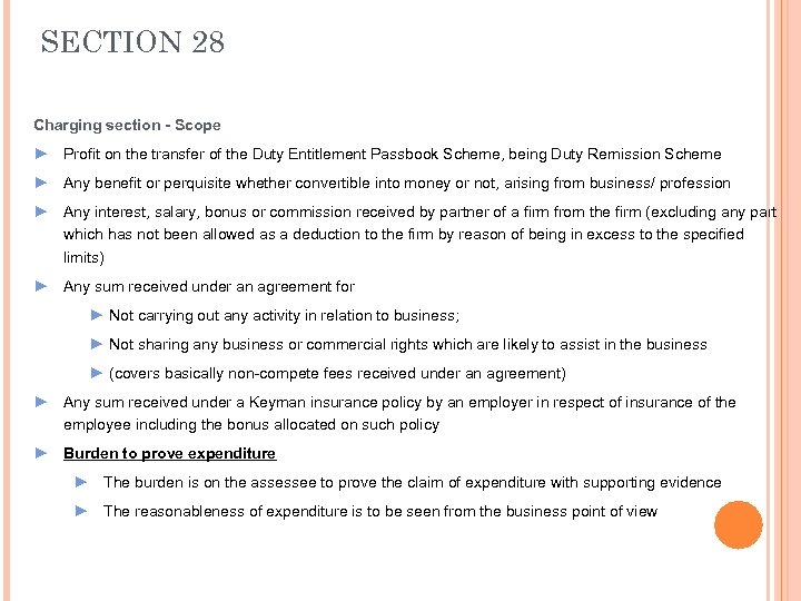 SECTION 28 Charging section - Scope ► Profit on the transfer of the Duty