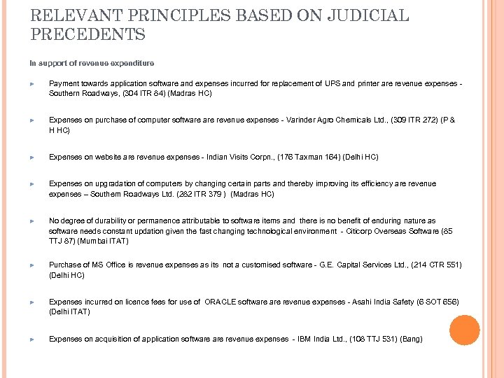 RELEVANT PRINCIPLES BASED ON JUDICIAL PRECEDENTS In support of revenue expenditure ► Payment towards