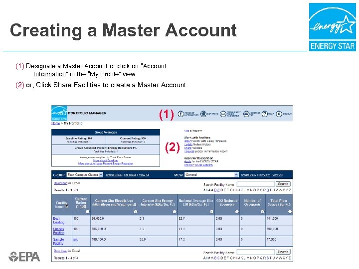 Creating a Master Account (1) Designate a Master Account or click on “Account Information”