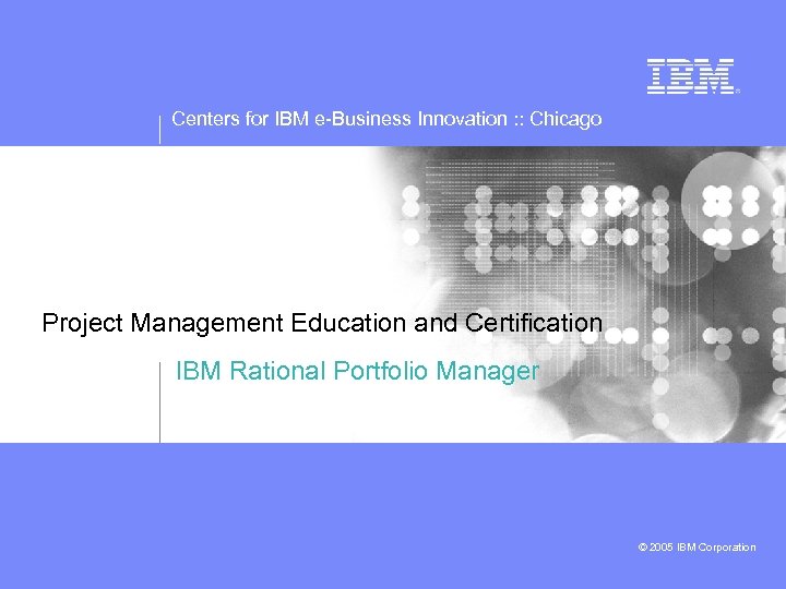 Centers for IBM e-Business Innovation : : Chicago Project Management Education and Certification IBM