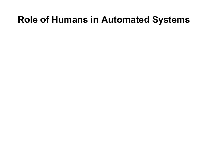 Role of Humans in Automated Systems 