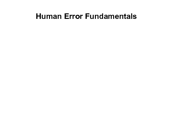 Human Error Fundamentals 