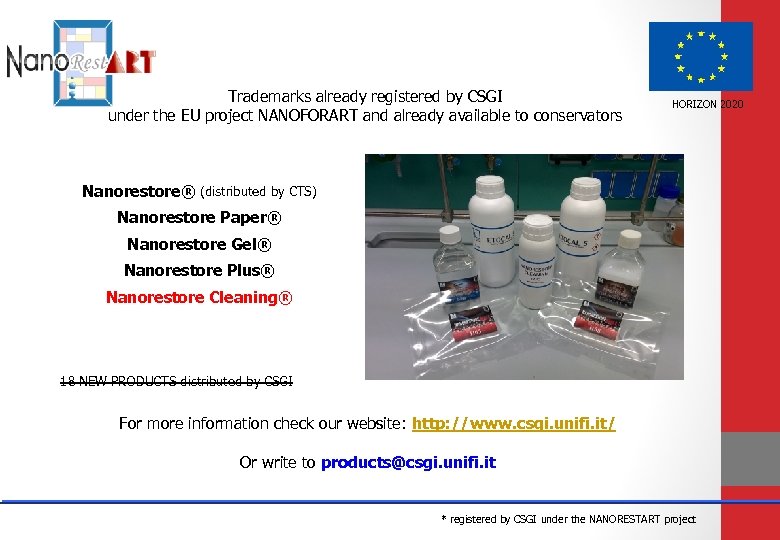 Trademarks already registered by CSGI under the EU project NANOFORART and already available to