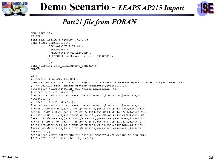 Demo Scenario - LEAPS AP 215 Import Part 21 file from FORAN 27 Apr