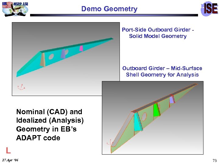 Demo Geometry Port-Side Outboard Girder Solid Model Geometry Outboard Girder – Mid-Surface Shell Geometry