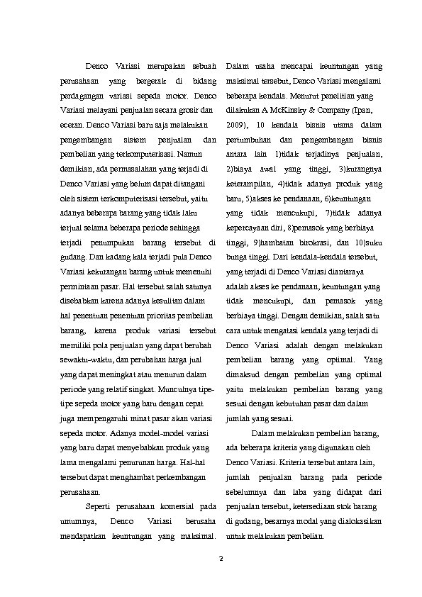 Denco Variasi merupakan sebuah perusahaan yang bergerak di Dalam usaha mencapai keuntungan yang bidang