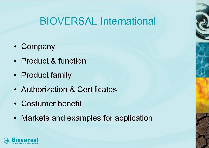 BIOVERSAL International • Company • Product & function • Product family • Authorization &