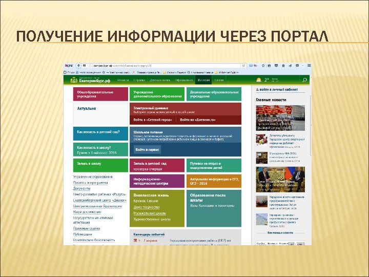 ПОЛУЧЕНИЕ ИНФОРМАЦИИ ЧЕРЕЗ ПОРТАЛ 
