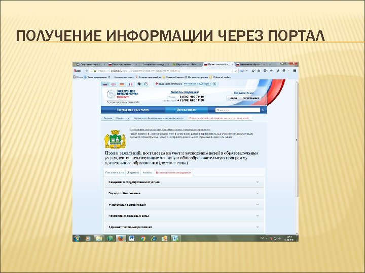 ПОЛУЧЕНИЕ ИНФОРМАЦИИ ЧЕРЕЗ ПОРТАЛ 