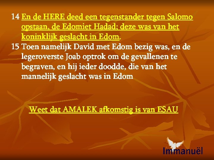 14 En de HERE deed een tegenstander tegen Salomo opstaan, de Edomiet Hadad; deze