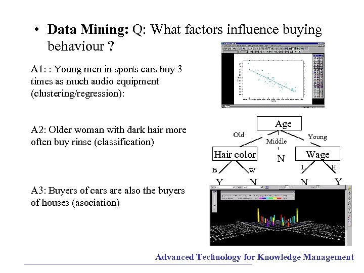  • Data Mining: Q: What factors influence buying behaviour ? A 1: :
