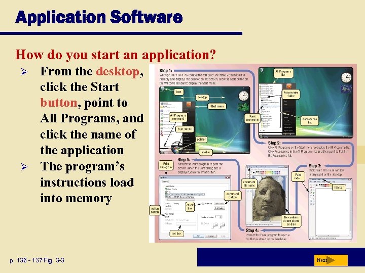 Application Software How do you start an application? Ø Ø From the desktop, click