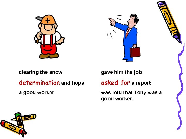 clearing the snow gave him the job determination and hope asked for a report