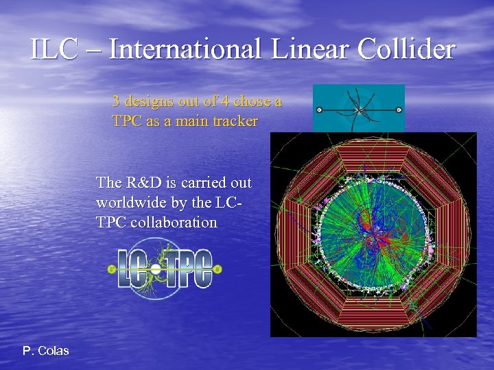 ILC – International Linear Collider 3 designs out of 4 chose a TPC as