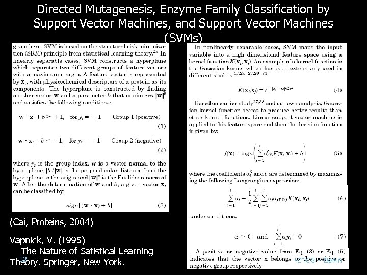 Directed Mutagenesis, Enzyme Family Classification by Support Vector Machines, and Support Vector Machines (SVMs)