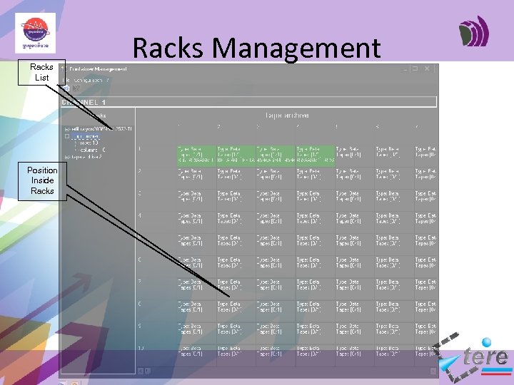 Racks List Position Inside Racks Management 