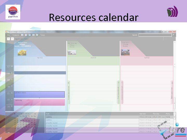 Resources calendar 