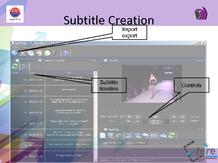 Subtitle Creation Import export Subtitle timeline Controls 