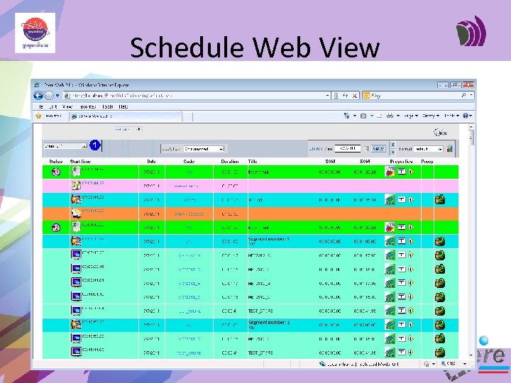 Schedule Web View 