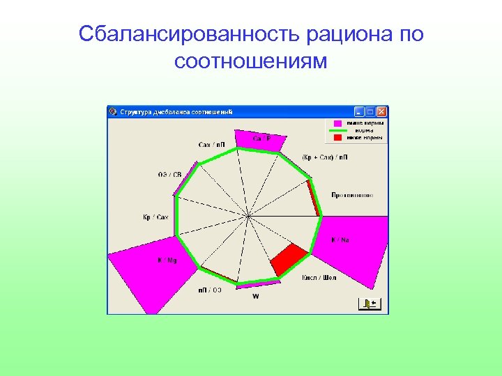 Сбалансированность рациона по соотношениям 