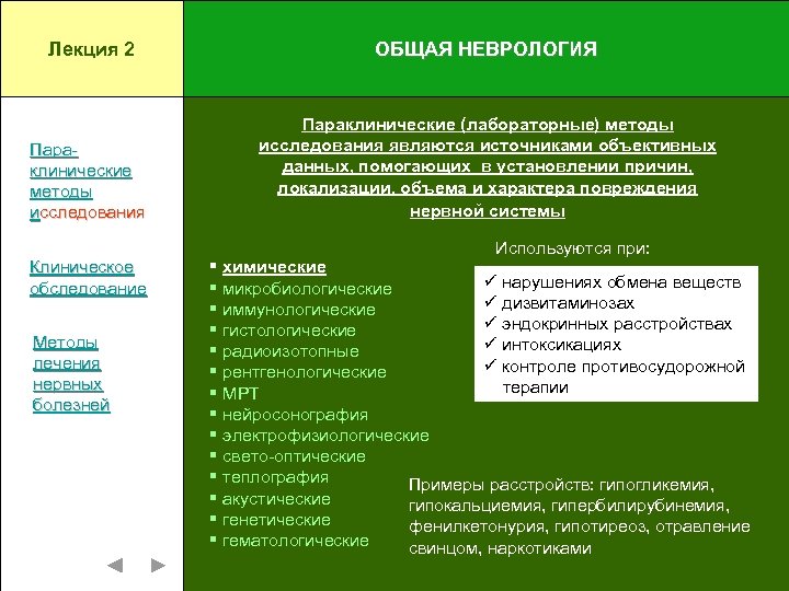 Методы исследования в неврологии презентация