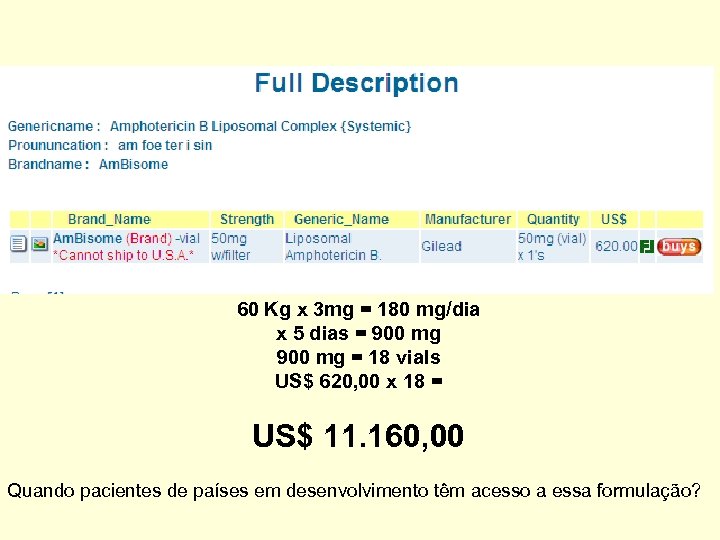 60 Kg x 3 mg = 180 mg/dia x 5 dias = 900 mg