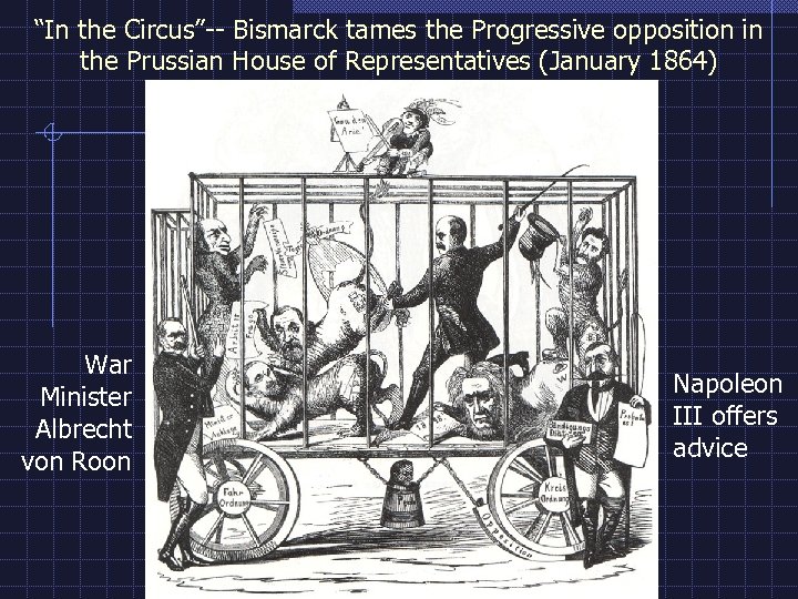 “In the Circus”-- Bismarck tames the Progressive opposition in the Prussian House of Representatives