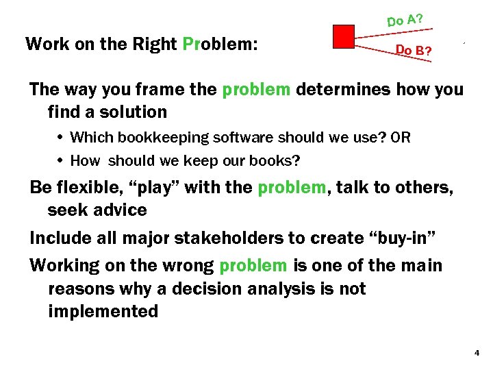 Do A? Work on the Right Problem: Do B? The way you frame the