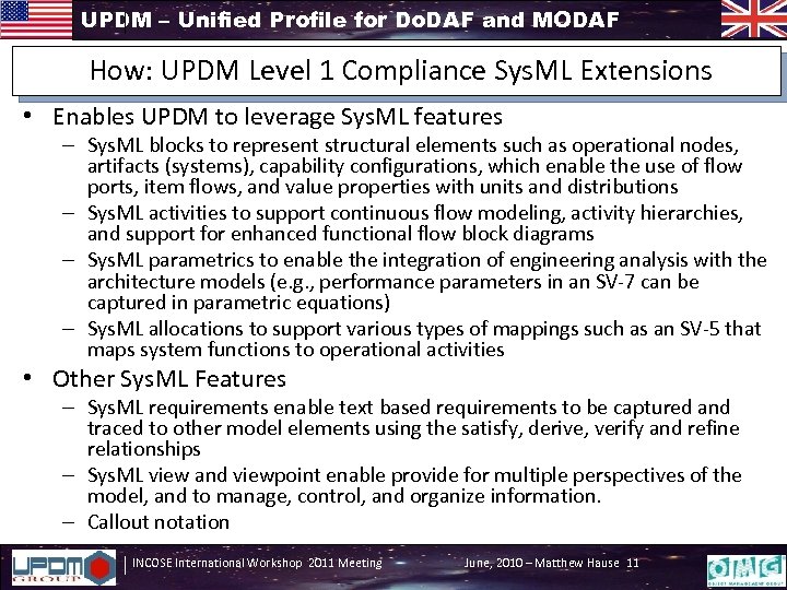 UPDM – Unified Profile for Do. DAF and MODAF How: UPDM Level 1 Compliance