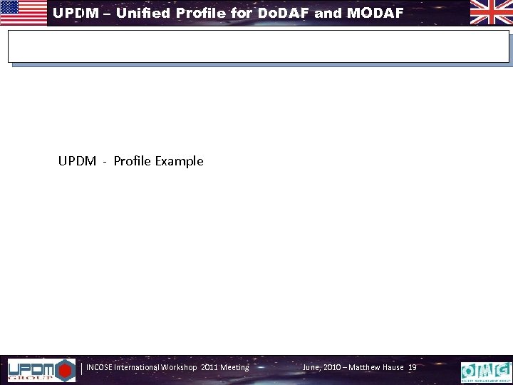 UPDM – Unified Profile for Do. DAF and MODAF UPDM - Profile Example INCOSE