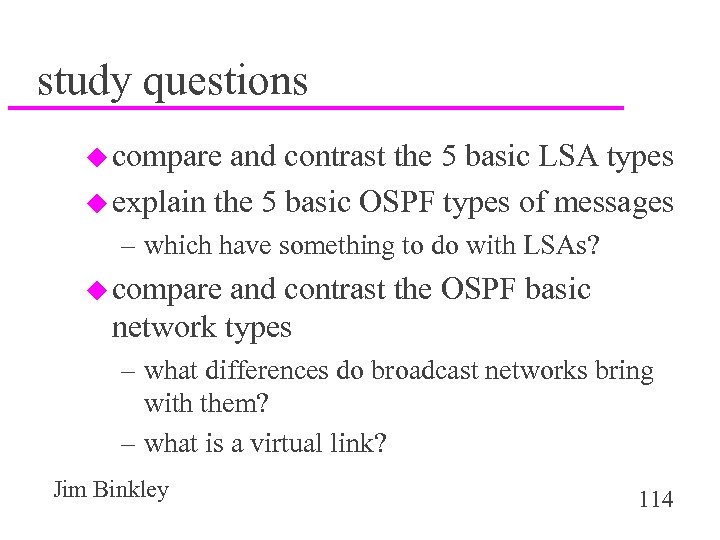 study questions u compare and contrast the 5 basic LSA types u explain the