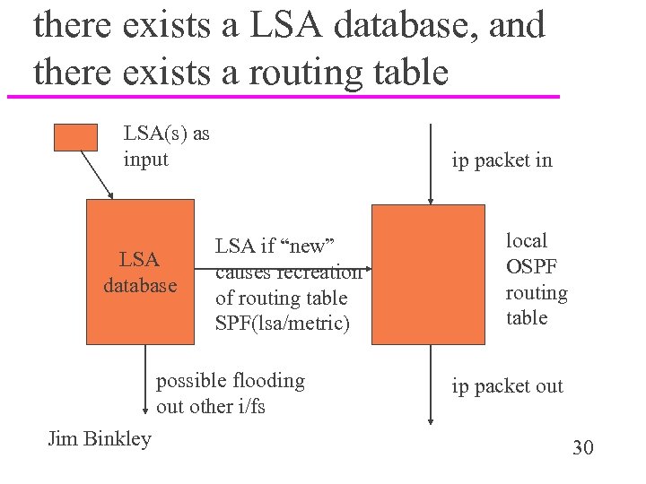 there exists a LSA database, and there exists a routing table LSA(s) as input
