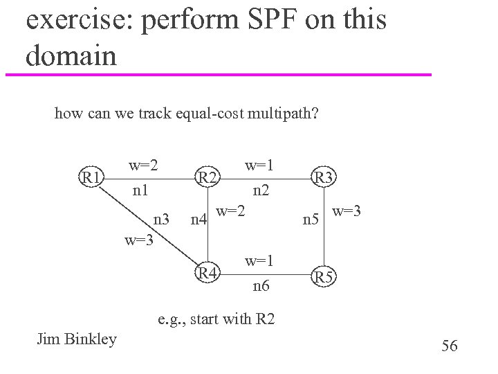 exercise: perform SPF on this domain how can we track equal-cost multipath? R 1