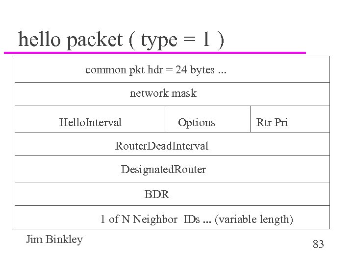 hello packet ( type = 1 ) common pkt hdr = 24 bytes. .