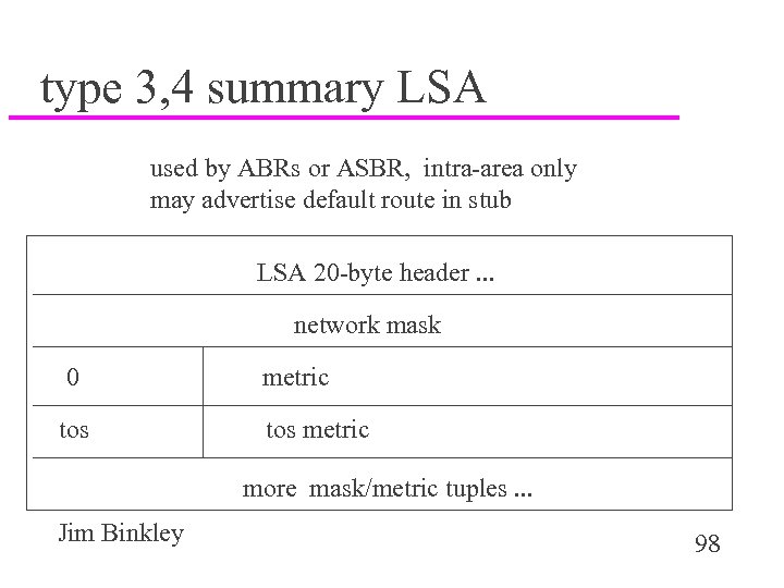 type 3, 4 summary LSA used by ABRs or ASBR, intra-area only may advertise