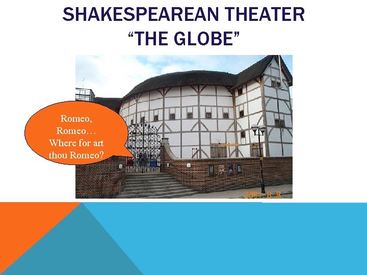 SHAKESPEAREAN THEATER “THE GLOBE” Romeo, Romeo… Where for art thou Romeo? 